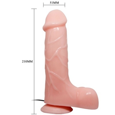 Dildo cor de pele com ventosa e textura veias