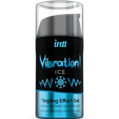 Frasco de gel Vibration! ICE preto e azul com tampa transparente