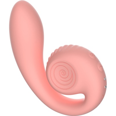 Produto cor de rosa em silicone com forma curvada e espiral gravada