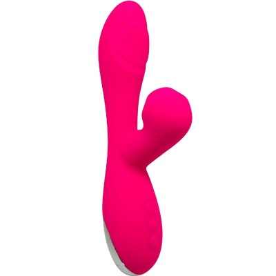Vibrador rosa com design ergonómico e base branca