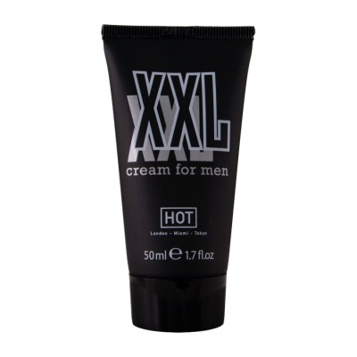 Tubo preto de creme para homens XXL com texto