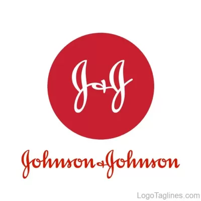 Logotipo da Johnson & Johnson com círculo vermelho e texto em vermelho