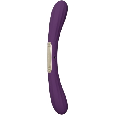 Vibrador duplo roxo com botão prateado