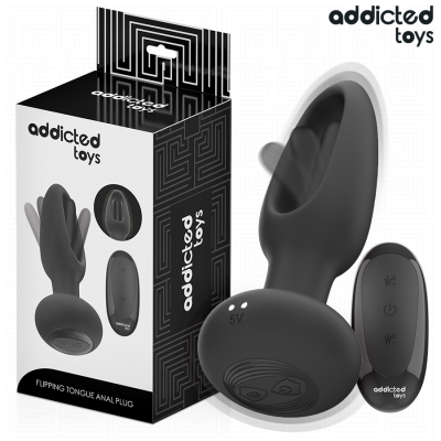 Plug anal preto com comandos remotos e embalagem da Addicted Toys