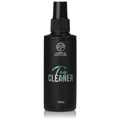Frasco preto de spray Toy Cleaner com texto Cobeco Bodylube