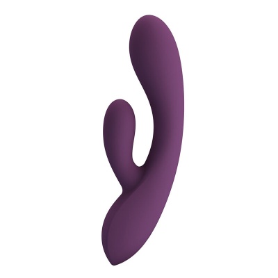 Vibrador roxo em silicone com dois ramos curvos