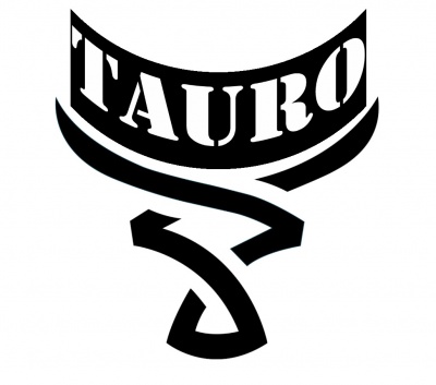 Logótipo TAURO em preto e branco com design estilizado