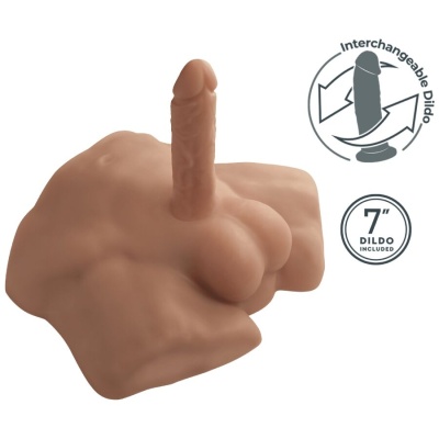 Suporte mão com dildo intercambiável bege