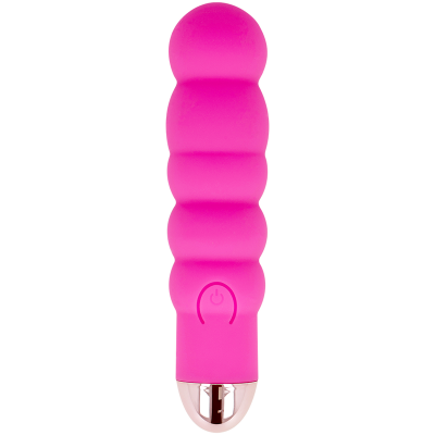 Vibrador cor-de-rosa em silicone com botão de ligar