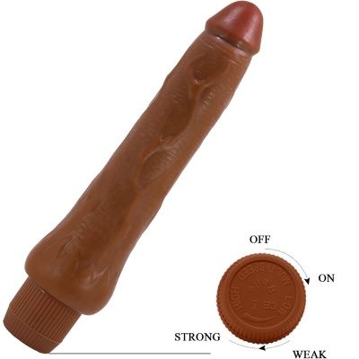 Vibrador cor de pele texturizado com controle rotativo de intensidade