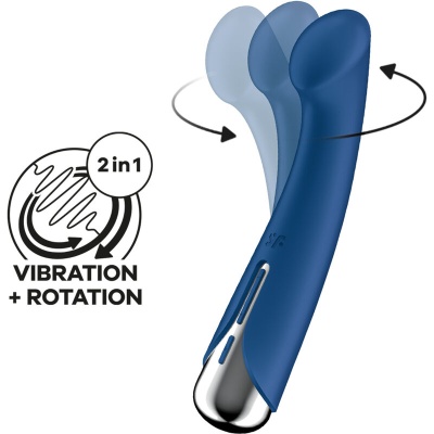 Vibrador azul com controlo de vibração e rotação