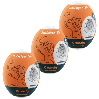Embalagens laranjas e pretas do Satisfyer Crunchy Masturbator 05F