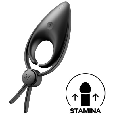 Anel preto ergonómico com botões e ícone STAMINA