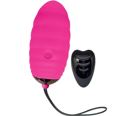 Ovo vibrador rosa com textura e comando à distância preto