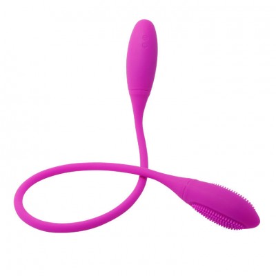 Vibrador rosado em silicone flexível com textura em uma extremidade