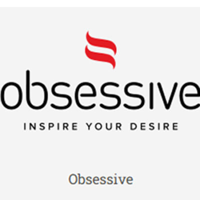 Logotipo Obsessive com texto e símbolo vermelho