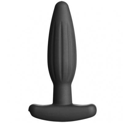 Plug anal preto de silicone com base larga