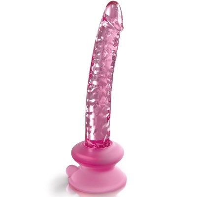 Dildo rosa translúcido com base rosa opaca