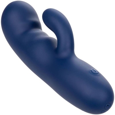 vibrador azul escuro de silicone com botão de controlo