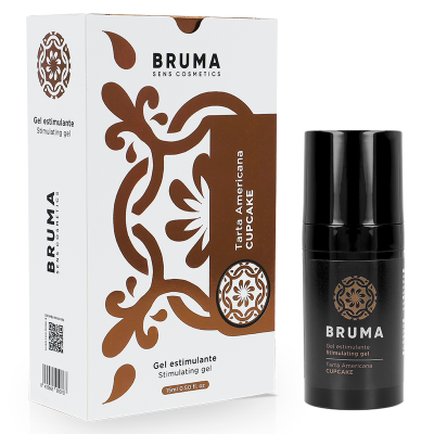 Gel estimulante Bruma Sens Cosmetics com embalagem e frasco em tons branco, castanho e preto.