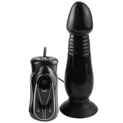 Plug anal preto com controle remoto preto