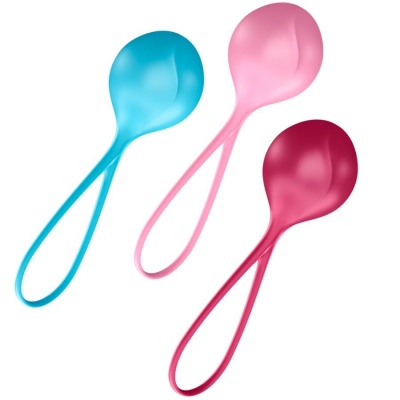 Conjunto de três colheres coloridas com cabo longo