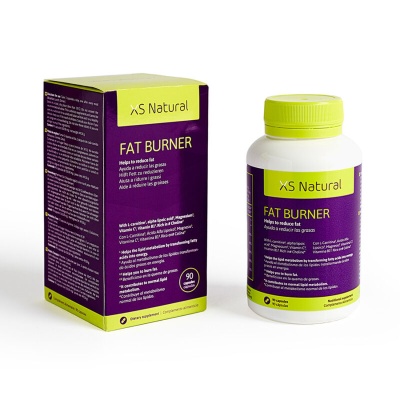 Frasco e embalagem XS Natural Fat Burner, suplemento para queima de gordura