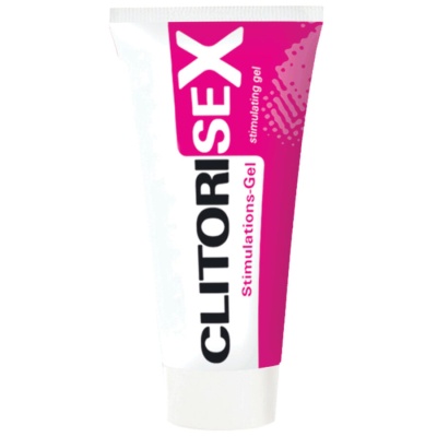 Frasco de gel estimulante ClitoriSex em plástico branco e rosa