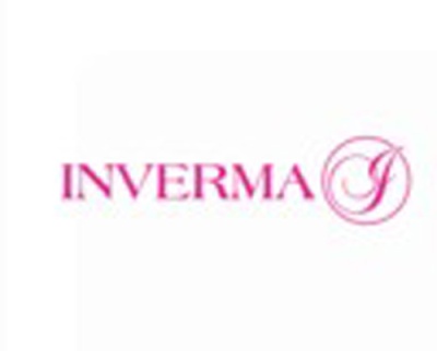 Logótipo INVERMA com letra J estilizada cor de rosa em fundo branco