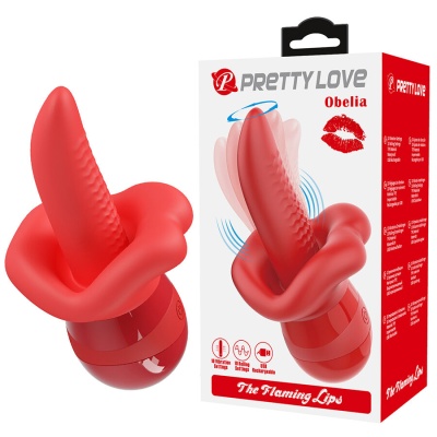 Vibrador vermelho com embalagem Pretty Love Obelia e ícones de funções