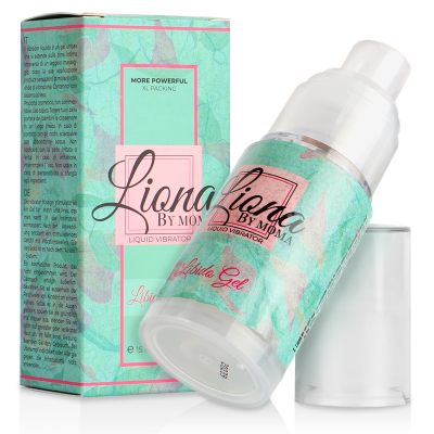 Gel líquido vibrador com embalagem azul esverdeada e rosa