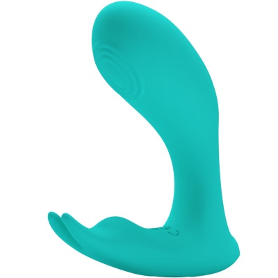 Vibrador curvo de silicone turquesa com textura lisa
