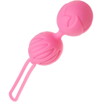 Produto rosa de silicone com duas bolas conectadas e alça dupla