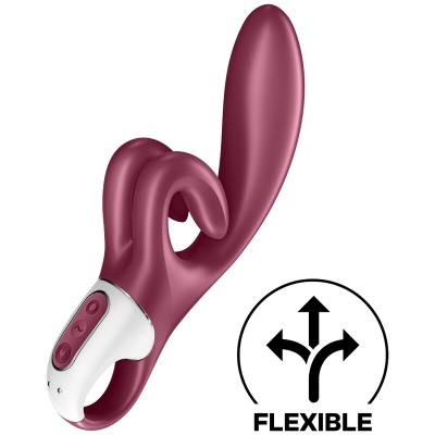 Vibrador vinho flexível com duas pontas e controlo em branco