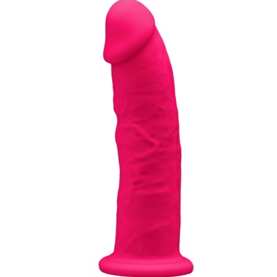 Dildo vermelho em silicone com formato realista e textura detalhada