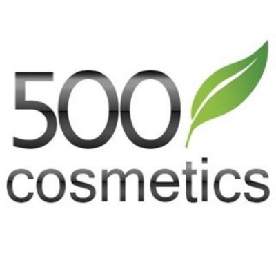 Logótipo 500 cosmetics com folha verde