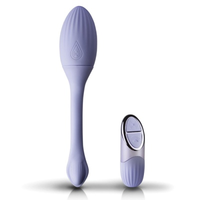 Vibrador e comando lilás em silicone com textura