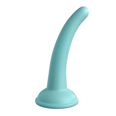 Produto em silicone azul claro, forma curva com base larga