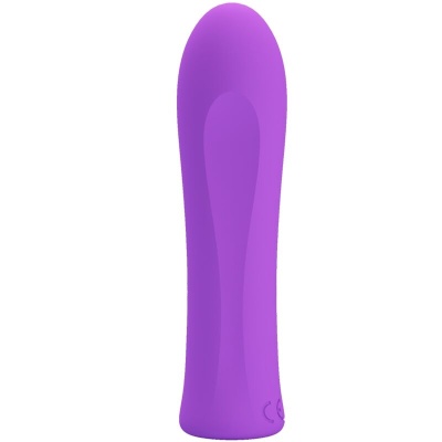 Vibrador roxo cilíndrico com superfície lisa e textura antiderrapante