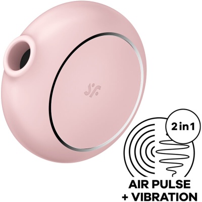 Produto redondo rosa com orifício e texto 2 in 1 AIR PULSE + VIBRATION