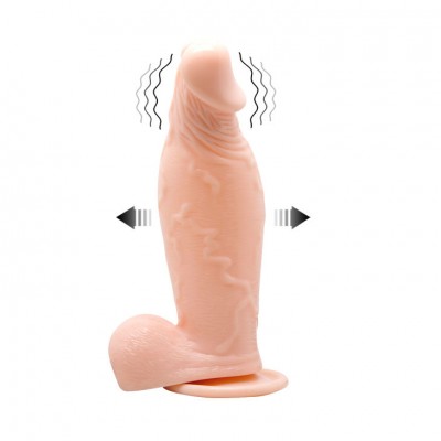 Dildo de silicone cor de pele com textura e base de ventosa