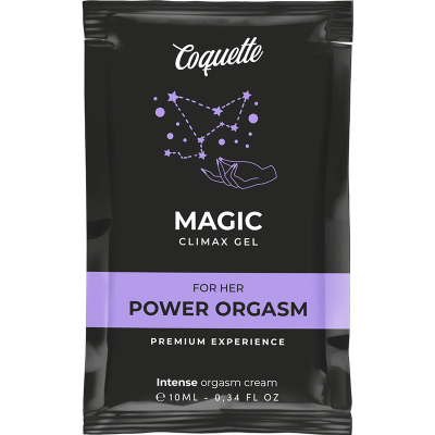 Embalagem preta e lilás de gel para orgasmo Coquette