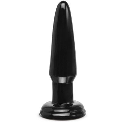 Plug anal preto de silicone com base larga
