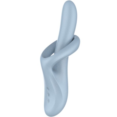 Vibrador azul claro com design ergonómico e parte curva envolvente