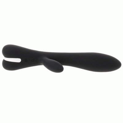 Vibrador preto ergonómico em silicone com dois botões