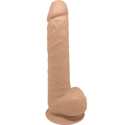 Dildo realista cor pele com textura e base circular