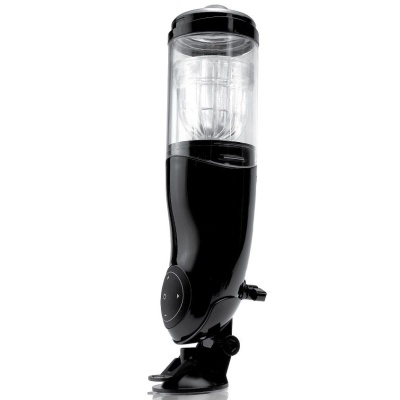 Dispensador automático de bebidas preto com recipiente transparente