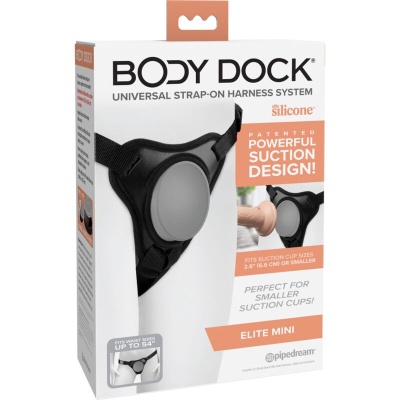 Embalagem do arnês BODY DOCK universal de silicone, design patenteado de sucção poderosa, cor preta