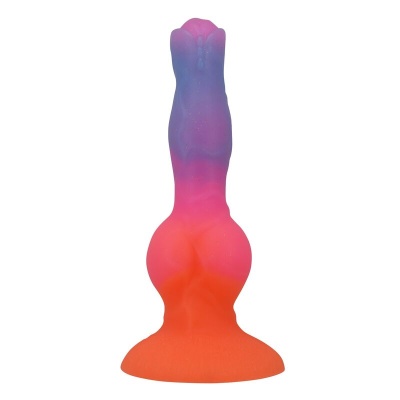 Plug anal em silicone colorido com base larga e design em degradê