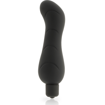 Vibrador preto curvo com textura e acabamento fosco
